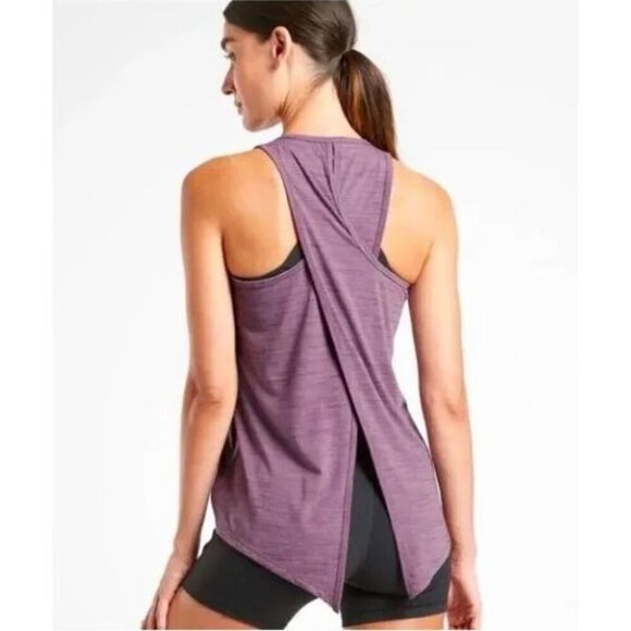 Athleta ESSENCE SPACEDYE TIE BACK TANK Agate Volcanic Violet Bow Racerback‎ L - Picture 1 of 9